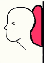 ストレートネックになる枕を直立の状態にしたイラスト。